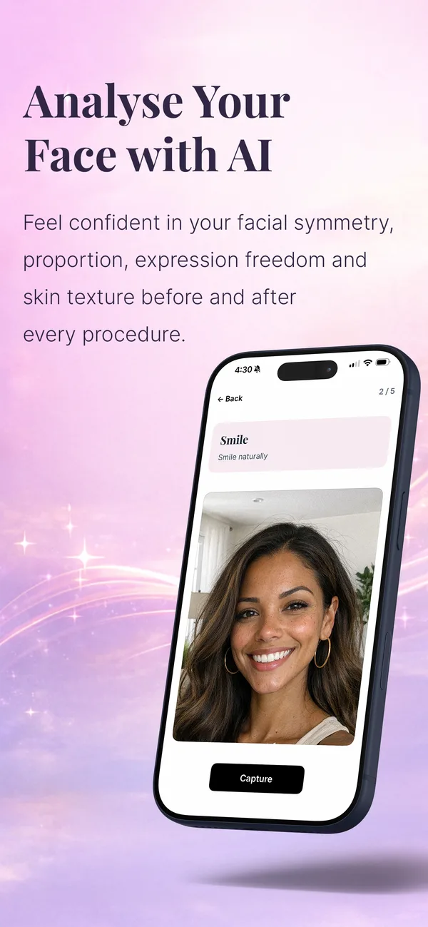 FaceGauge app showing facial analysis scanning interface